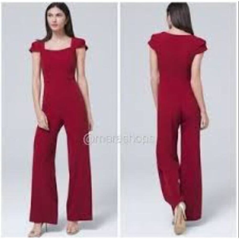 New! Adrianna Papell‎ dark red / maroon short sleeve jumpsuit, size 14